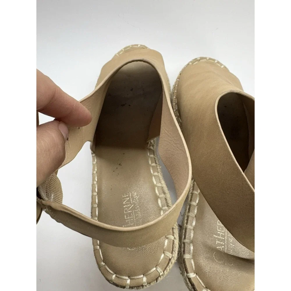 Catherine Malandrino Cirkly Espadrille Wedge Sandals‎ Tan Women's 9 Ankle Strap
